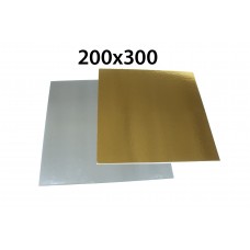 Подложка под торт 20х30 см, Золото-серебро, 200x300 мм